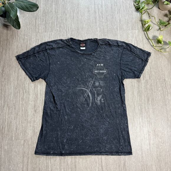 VTG Harley Davidson Shirt Paradise Portland Oregon Distressed Mens L Gray Fade - Picture 1 of 8